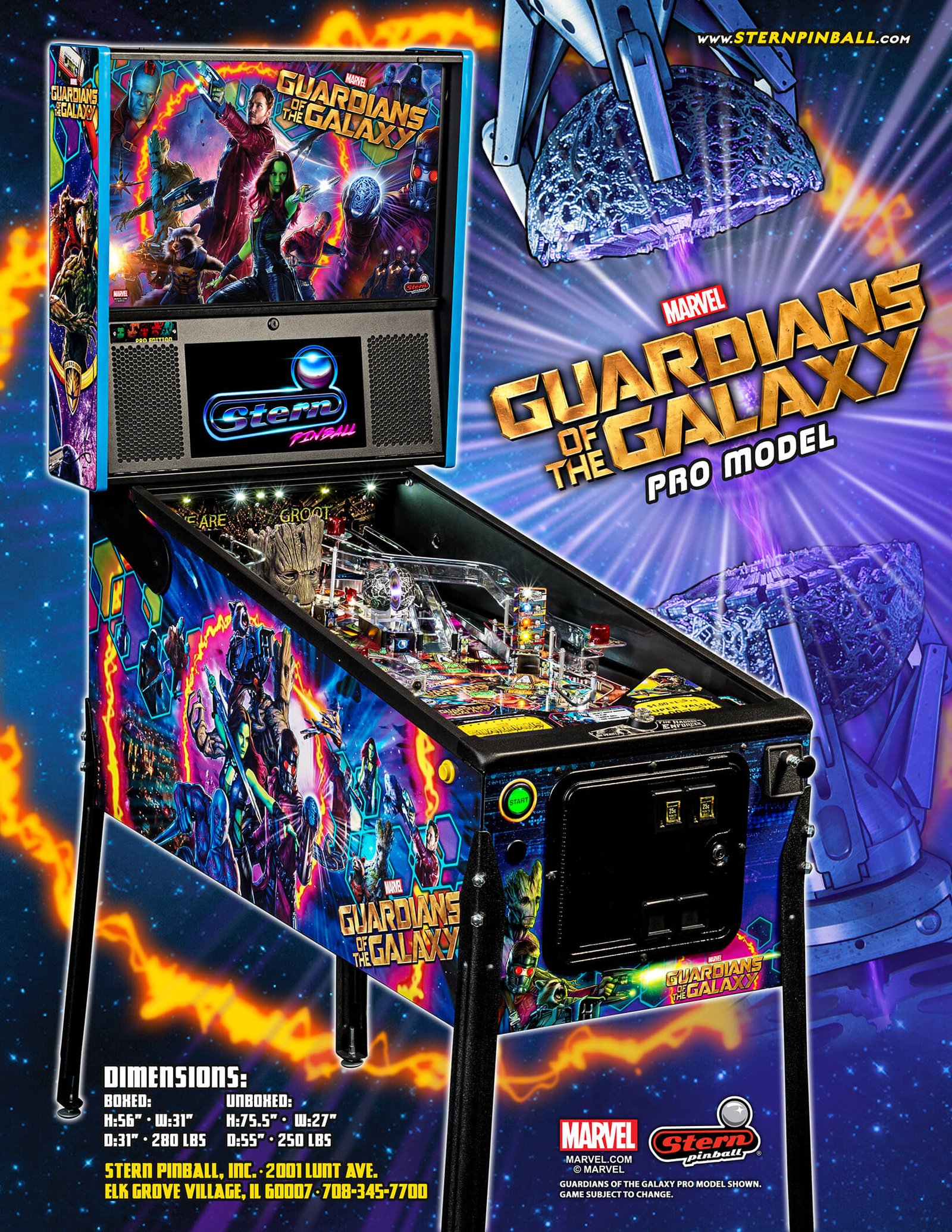 Guardians of the Galaxy Pro Pinball Machine by Stern