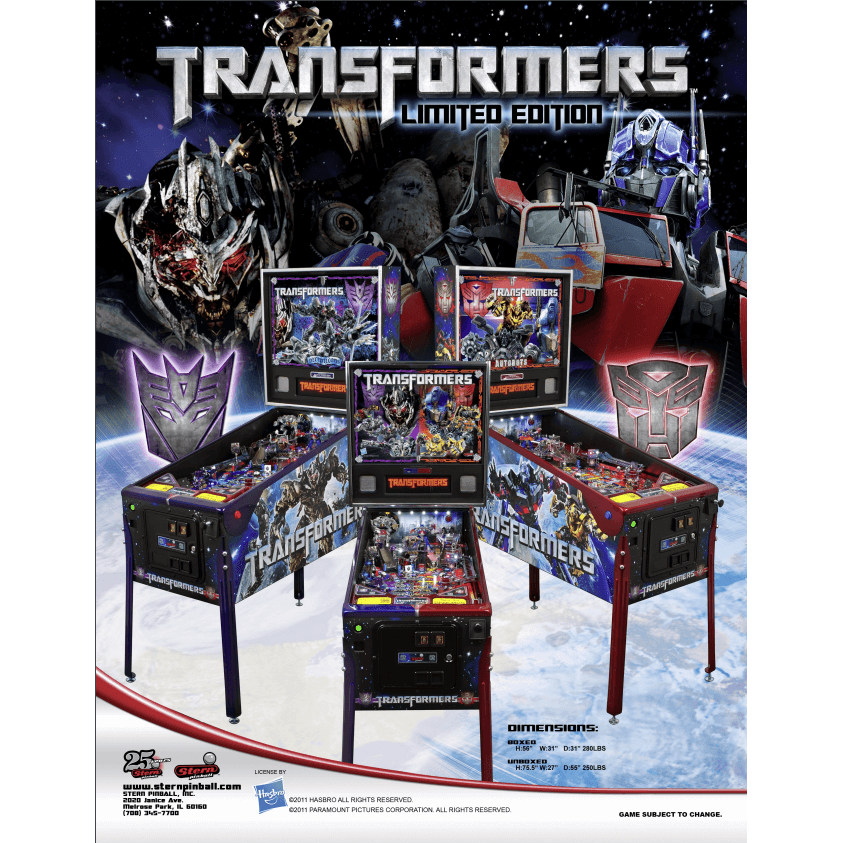 Transformers Limited Edition Pinball Machine by Stern