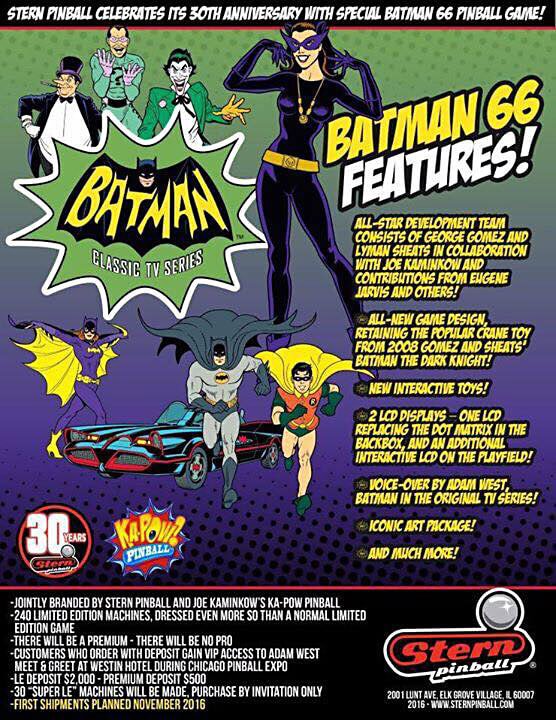 Batman 66 Premium Pinball Machine by Stern
