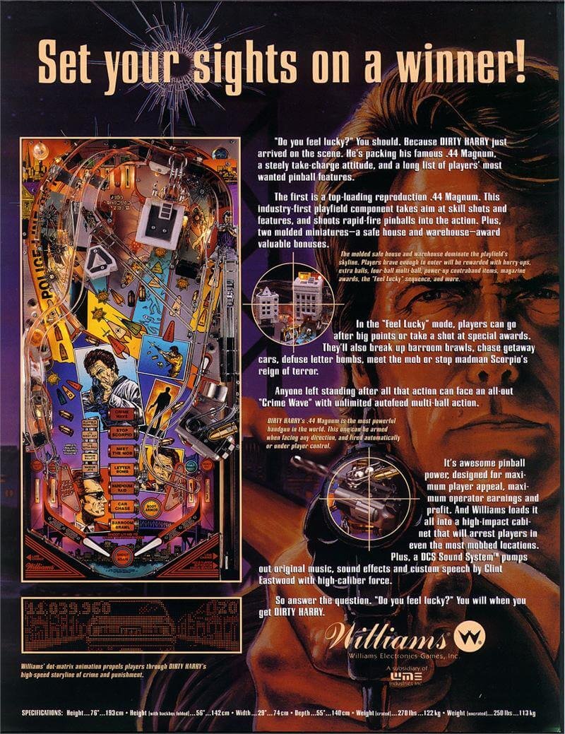 Dirty Harry Pinball Machine by Williams