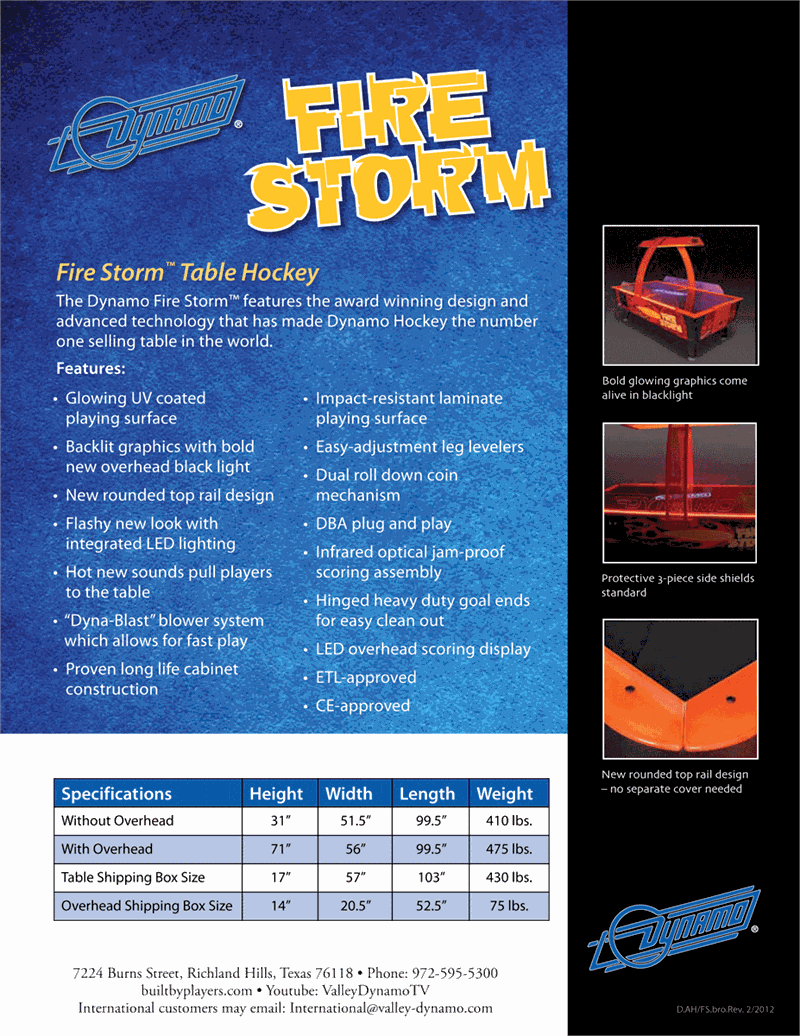Fire Storm Air Hockey Table