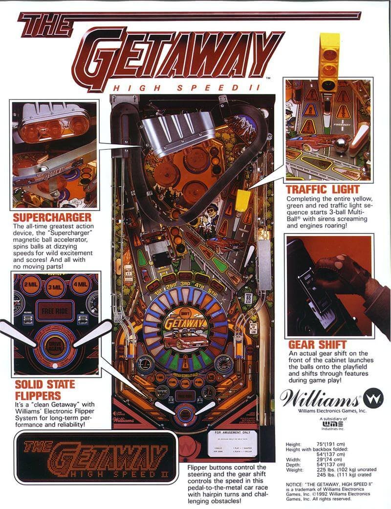Getaway: High Speed 2 Pinball Machine by Williams