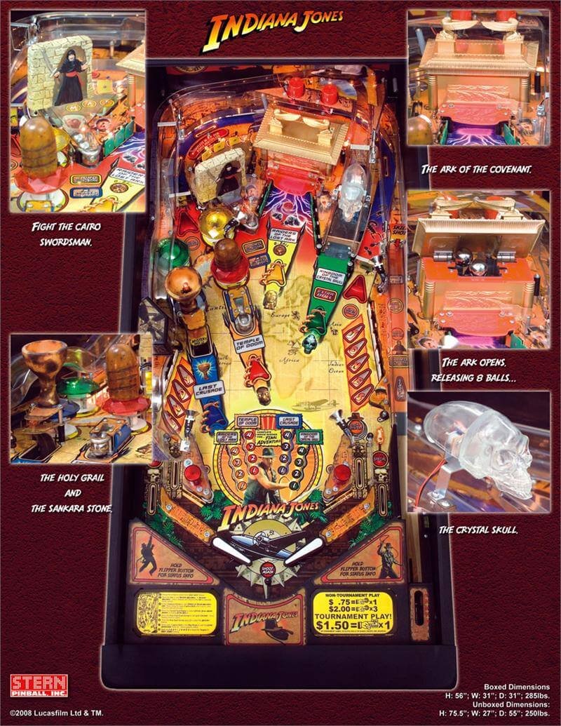 Indiana Jones Pinball Machine (2008) by Stern