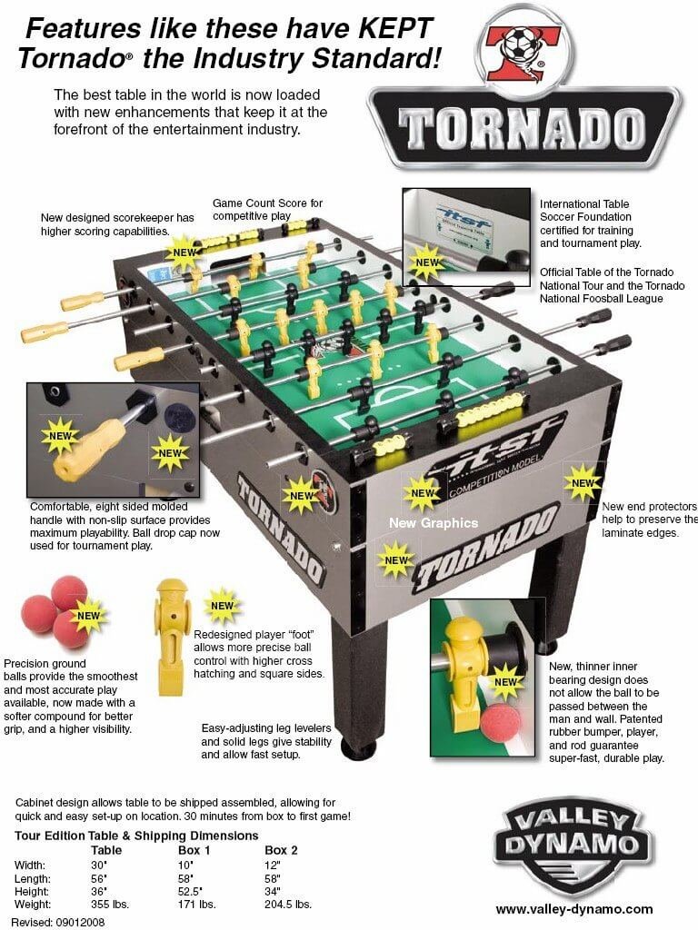Tornado T-3000 Tournament Foosball Table in Crimson Red